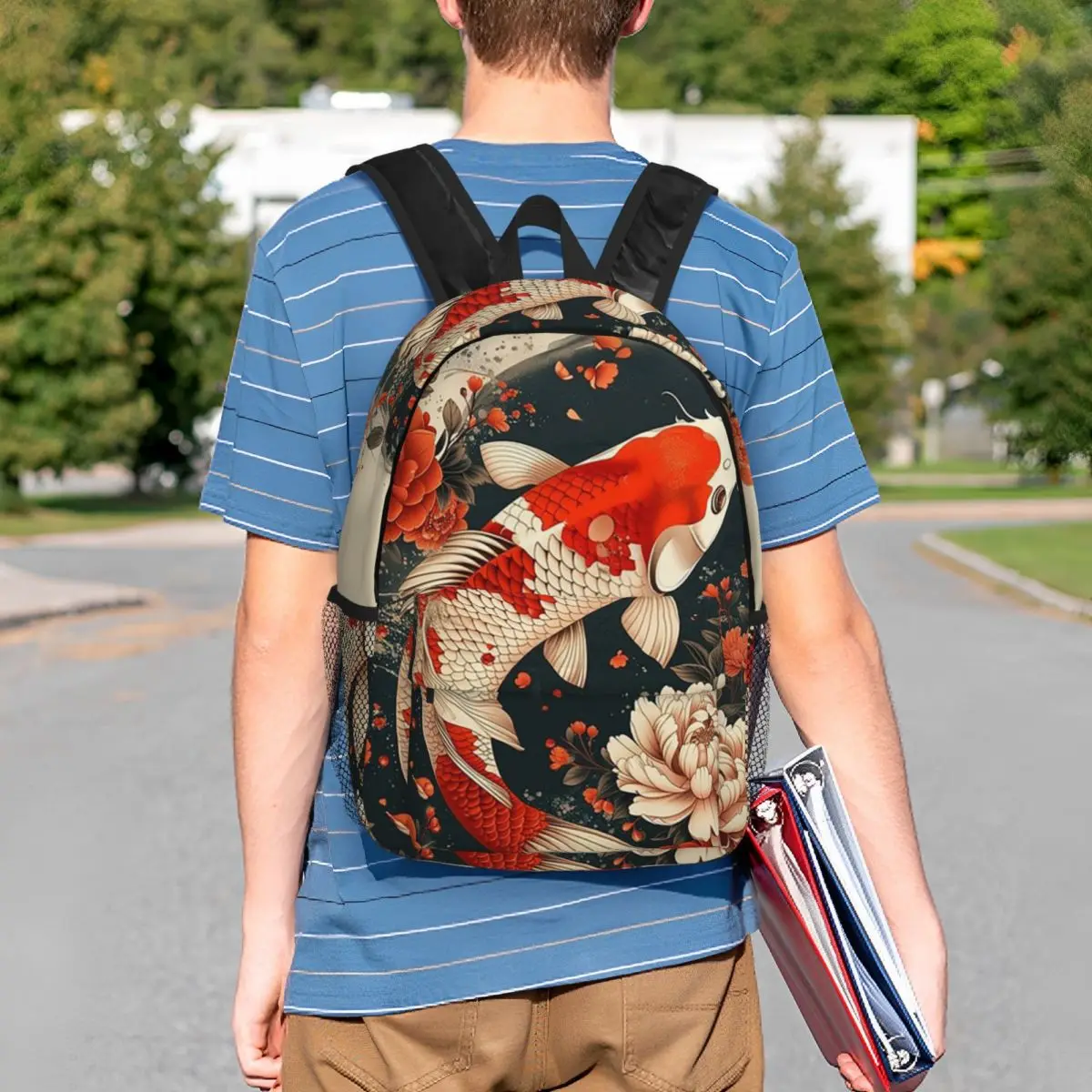 

Lucky Koi Fish Painting Art Backpack Student BookBag Kids School Bag Laptop Shoulder Bags for Boys Girls