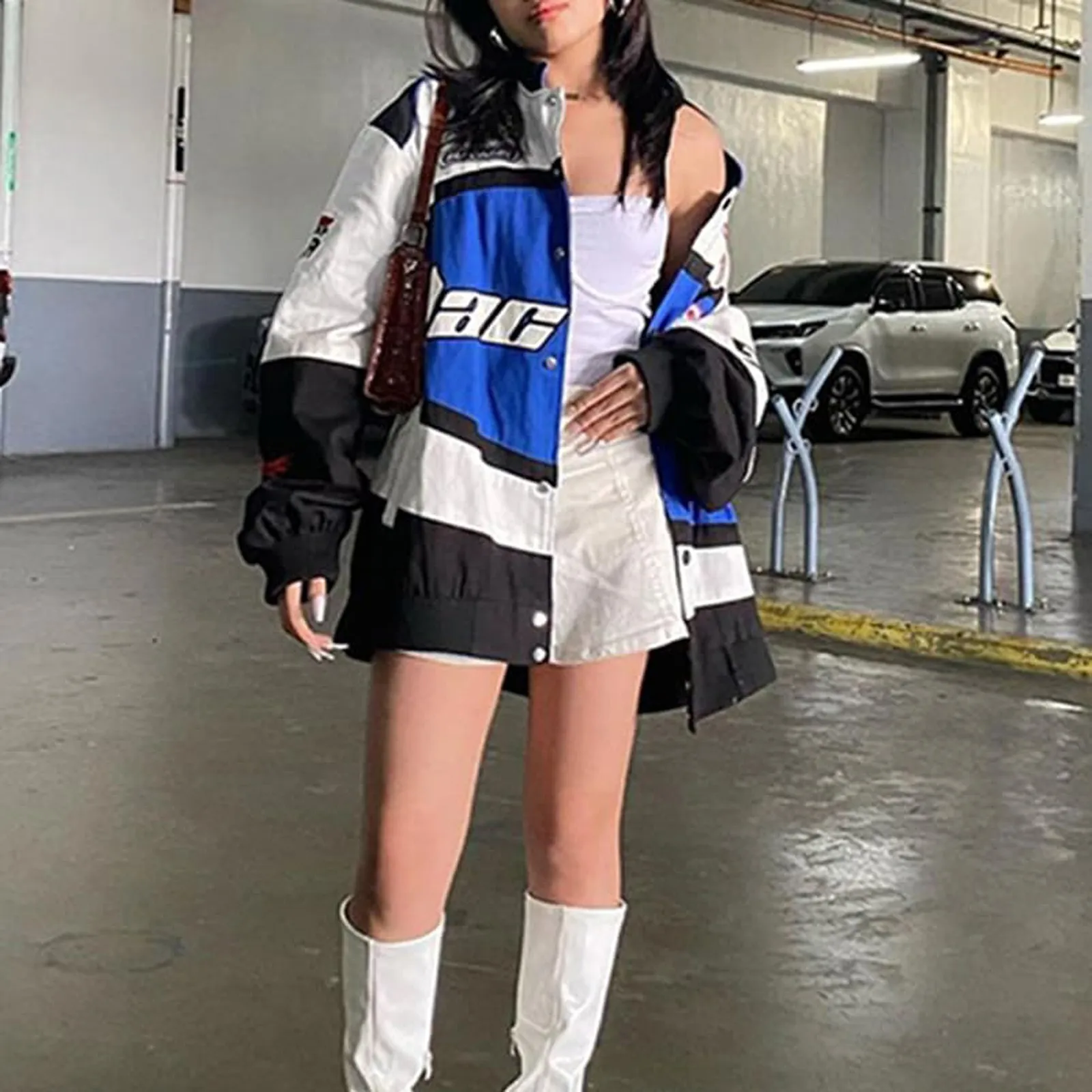 

Бейсбольная куртка с американской вышивкой, мужская и женская Harajuku, винтажная модная свободная уличная куртка в стиле хип-хоп с цветными блоками