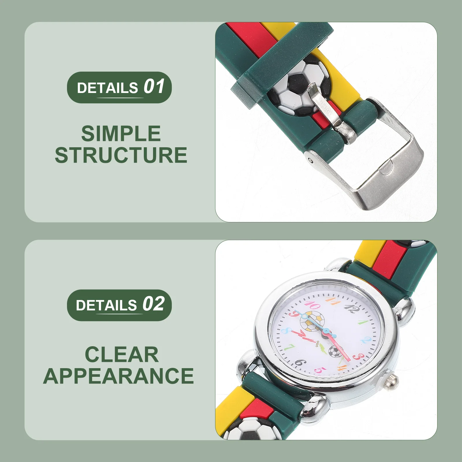 ساعة كارتون لكرة القدم ثلاثية الأبعاد من السيليكون الناعم كوارتز ساعة اليد أداة تعليمية للتعلم والأنشطة الخارجية #4