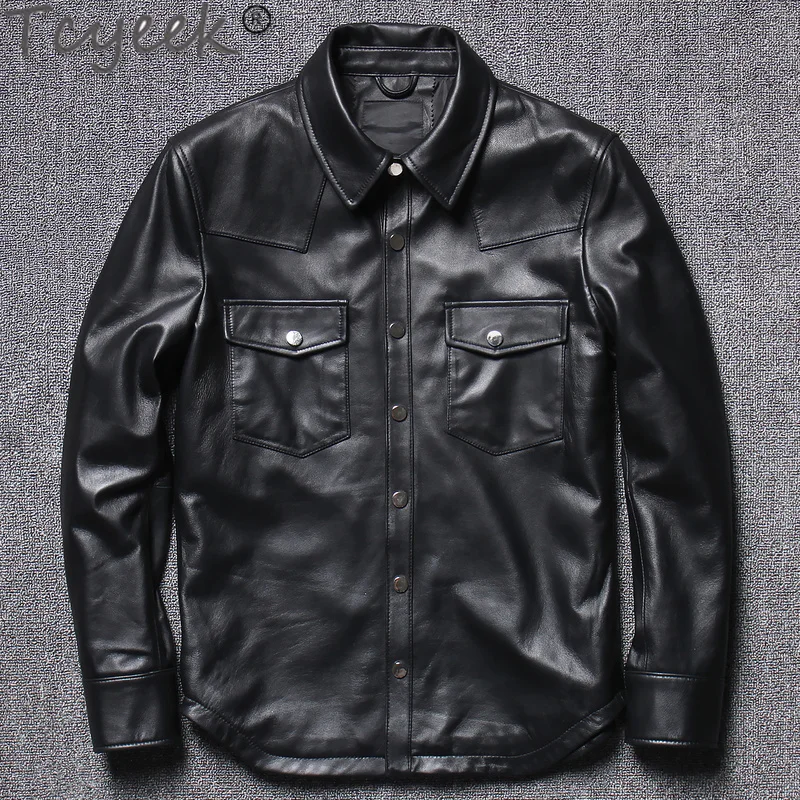 High Quality Genuine Jacket Men 100% Goatskin Leather Coat Casual Mens Clothing Spring Autumn 2023 Hommes Veste