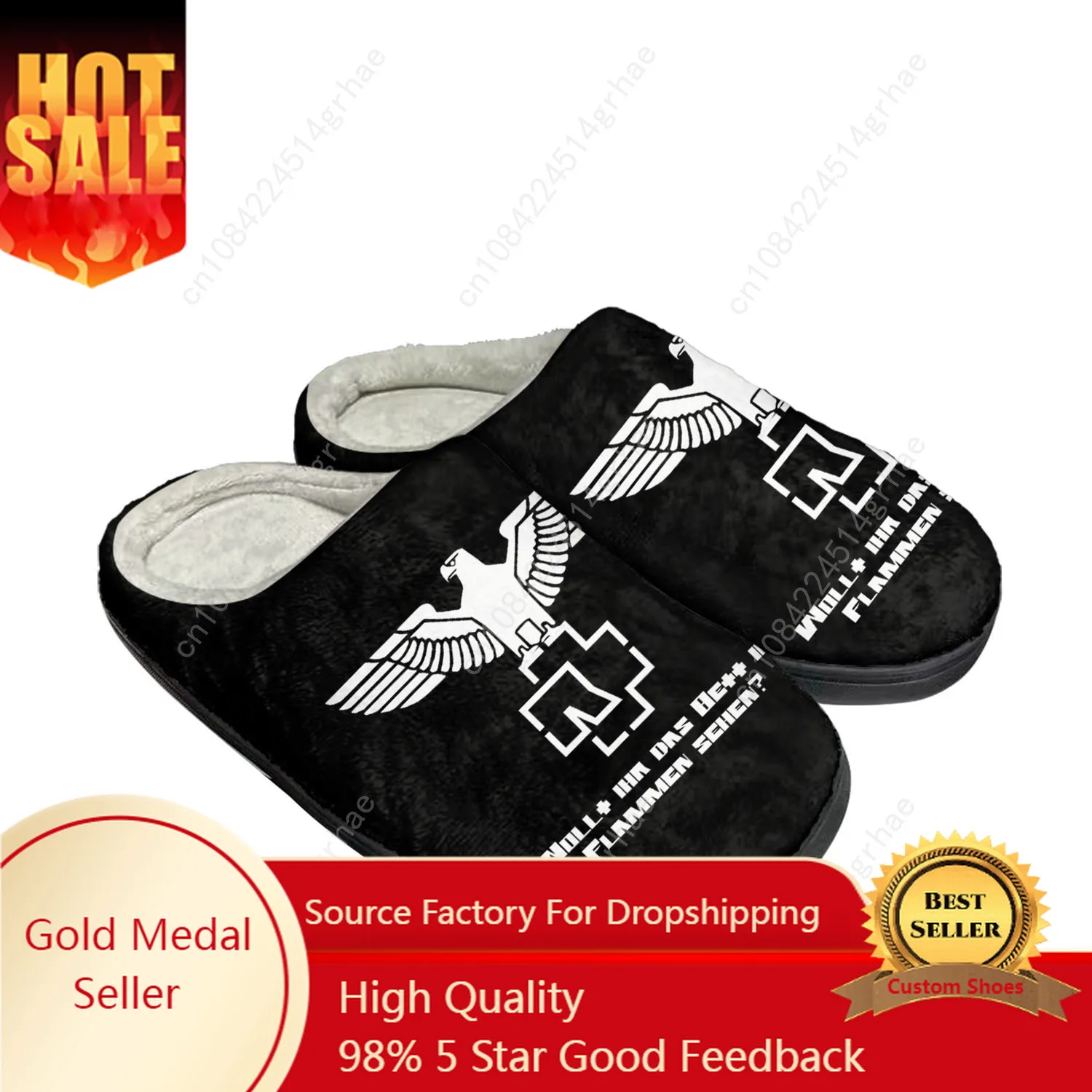 

R-Rammsteinn Band Home Cotton Slippers Men Women Plush Bedroom Casual DIY Keep Warm Shoes Thermal Indoor Slipper Customized Shoe