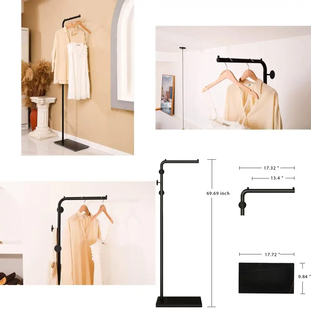 

Free-Standing Black Metal Coat Rack with 3 Hooks for Hats and Coats, Ideal for Entryways, Hallways, and Porches