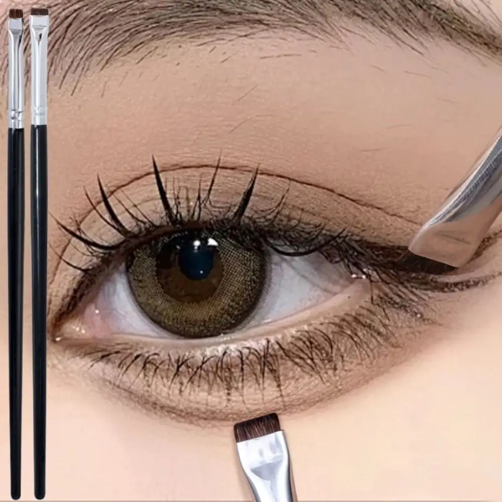 Professional Flat Head Eye Brushes Little Flat Head Black Contour Brush Eyeliner Brush Multifunctional Soft Finely