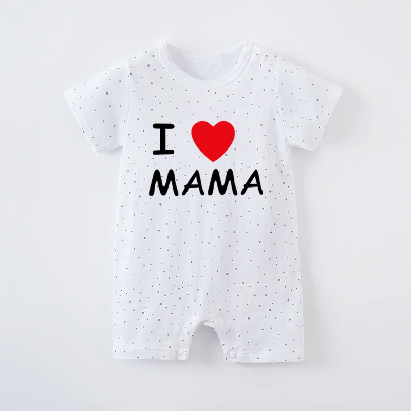 Mother's Day Newborn Baby Girl White Jumpsuit Costume Romper Onesie Boy Short Sleeve 100% Cotton Print Clothes Summer Round Nec