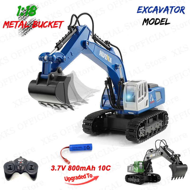 HuiNa 1558 1/18 koparka RC 11 kanałów 2.4G zdalnie sterowanie światło Led koparka urządzenie inżynieryjne zdalnie sterowana ciężarówka zabawka