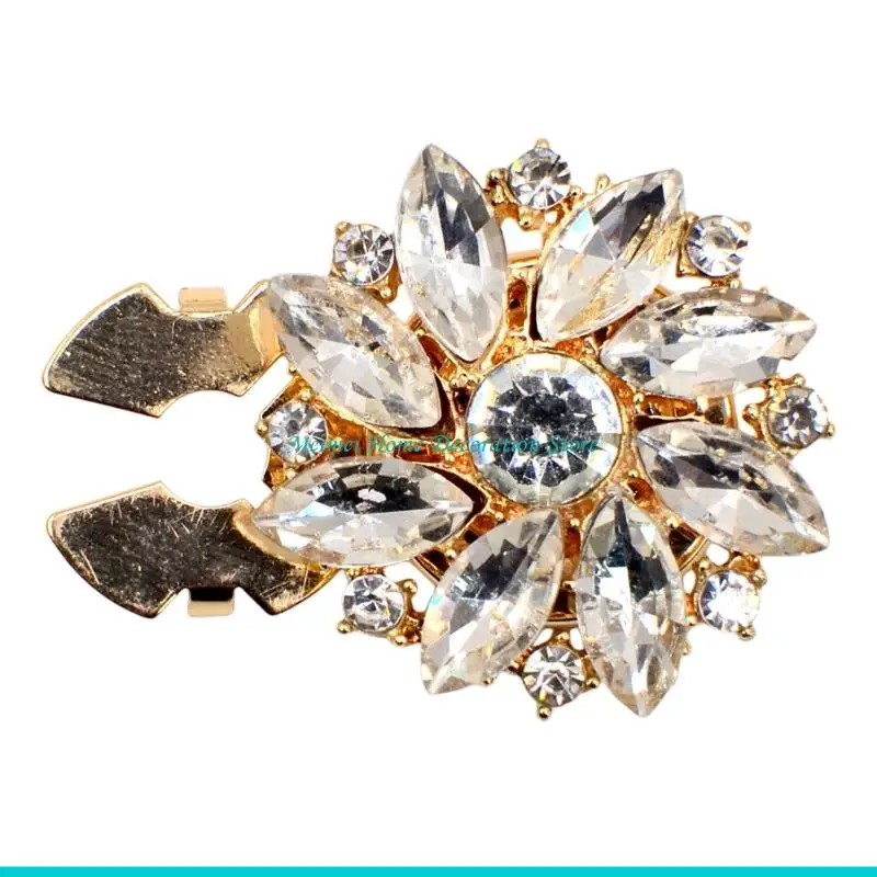 H7BF Stylish Crystals Flower Button for Garment Embellishment Available in Multiple Color Addition