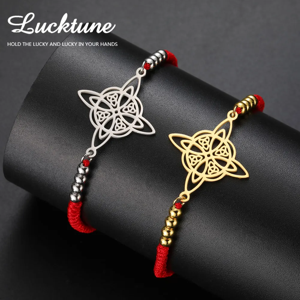 Lucktune Vintage Witch Knot Pendant Bracelets for Women Men Stainless Steel Witchcraft Amulet Lucky Rope Chain Bracelets Jewelry