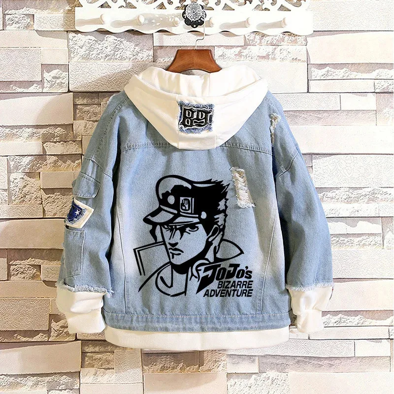 2025 New JoJo Bizarre Adventure Cosplay Hoodie Mens Boys Jacket Long Sweatshirt Harajuku Streetwear Hoodies Jeans Coa