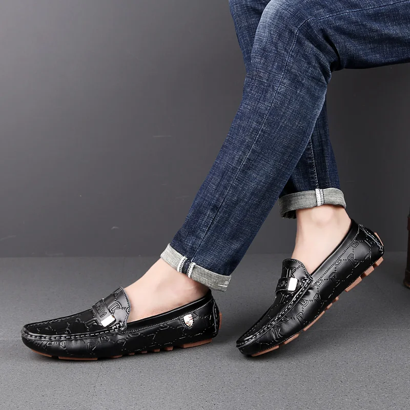 Men High Quality Leather Loafers Men Casual Outdoor Shoes Moccasins Slip on Men Business Shoes Male Driving Shoes Bean Shoes