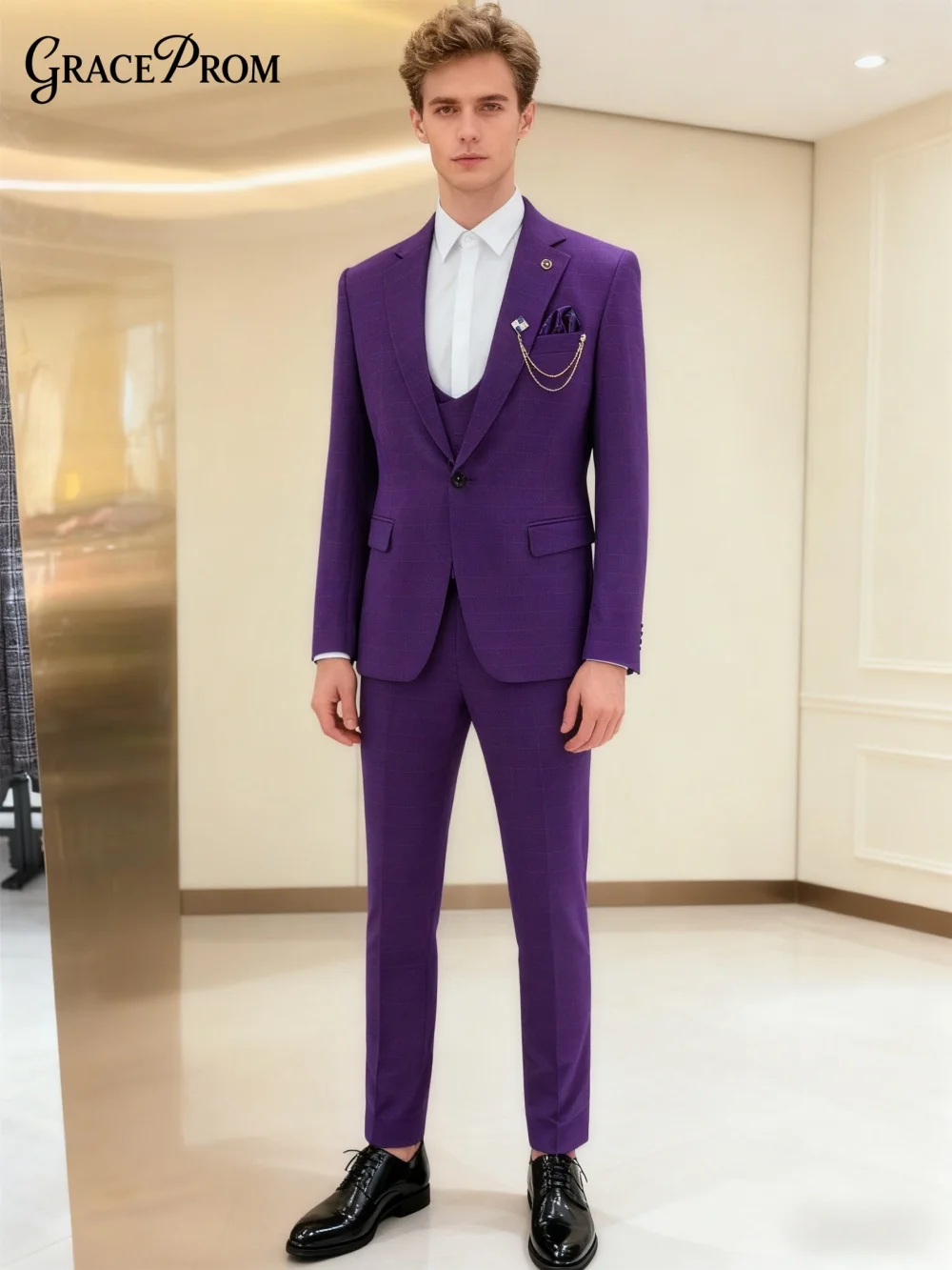 

Luxurious Men's Suit Set For Wedding Classic Groom Suit Host Party Suit Blazers Pants Vest Exquisite Solid Suit