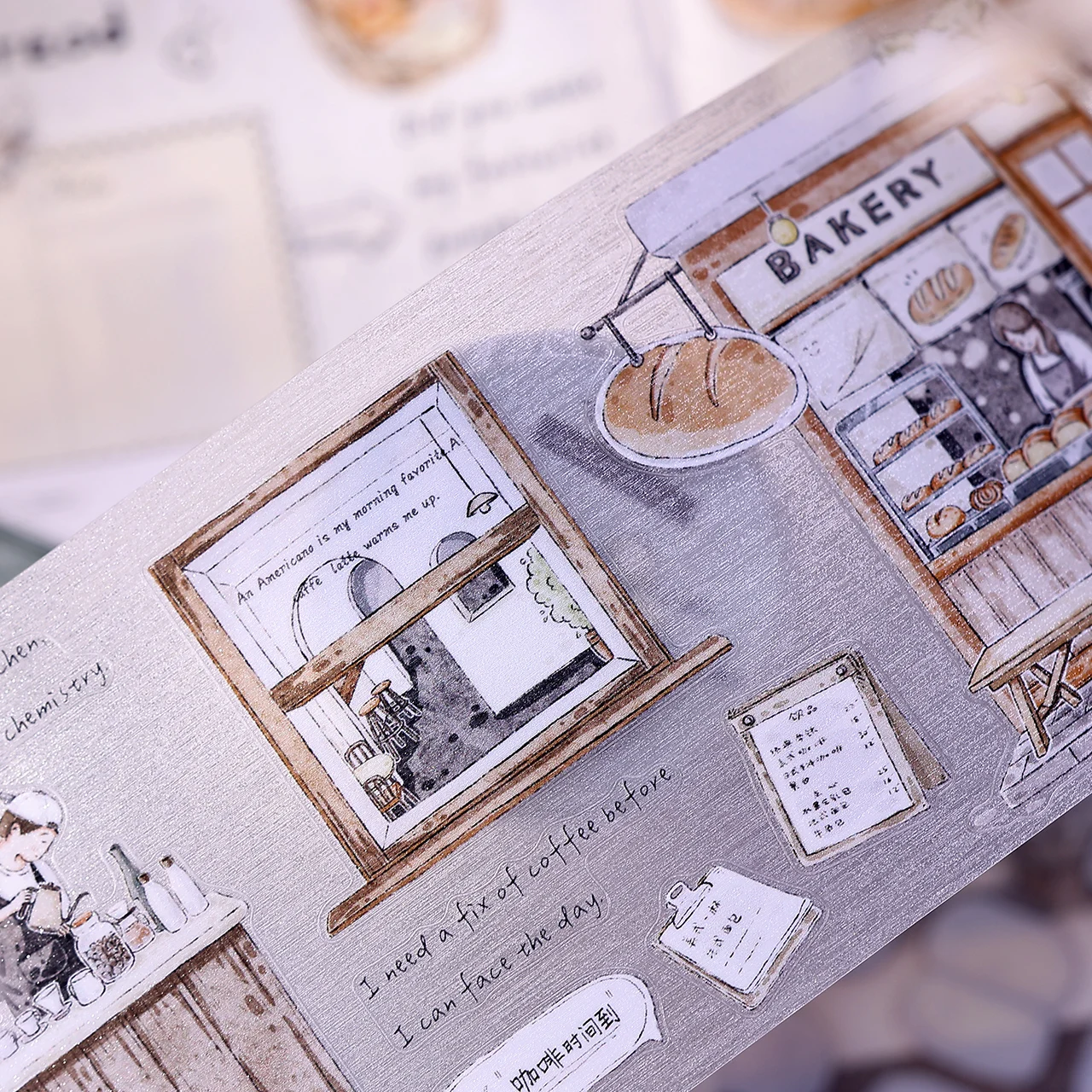 XiaoBaiJia Studio Vintage Relaxing Street Store Washi PET Tape DIY بطاقة صنع سكرابوكينغ ملصق مزخرفة