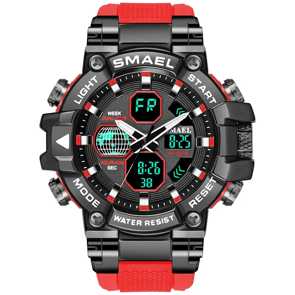 NEW SMAEL Men Watches Military Style Fashion Bronze Zinc Alloy Case Quartz Digital Watch Man Stopwatch Alarm Clock Week Wristwat
