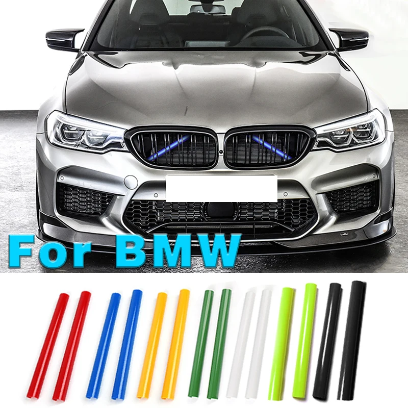 2Pcs Front Grille Trim Strip Cover Frame Stickers For BMWF20 F10 F30 F24 G01 G30 G20 F11 1 2 3 4 Series V Brace Accessories