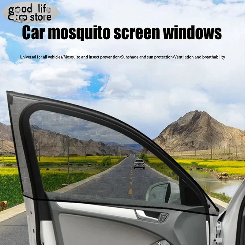 4pcs Car Window Net Car With The Car Sunshade Anti-mosquito Insect Ventilation Breathable Shading Cooling Car Door Screen Window