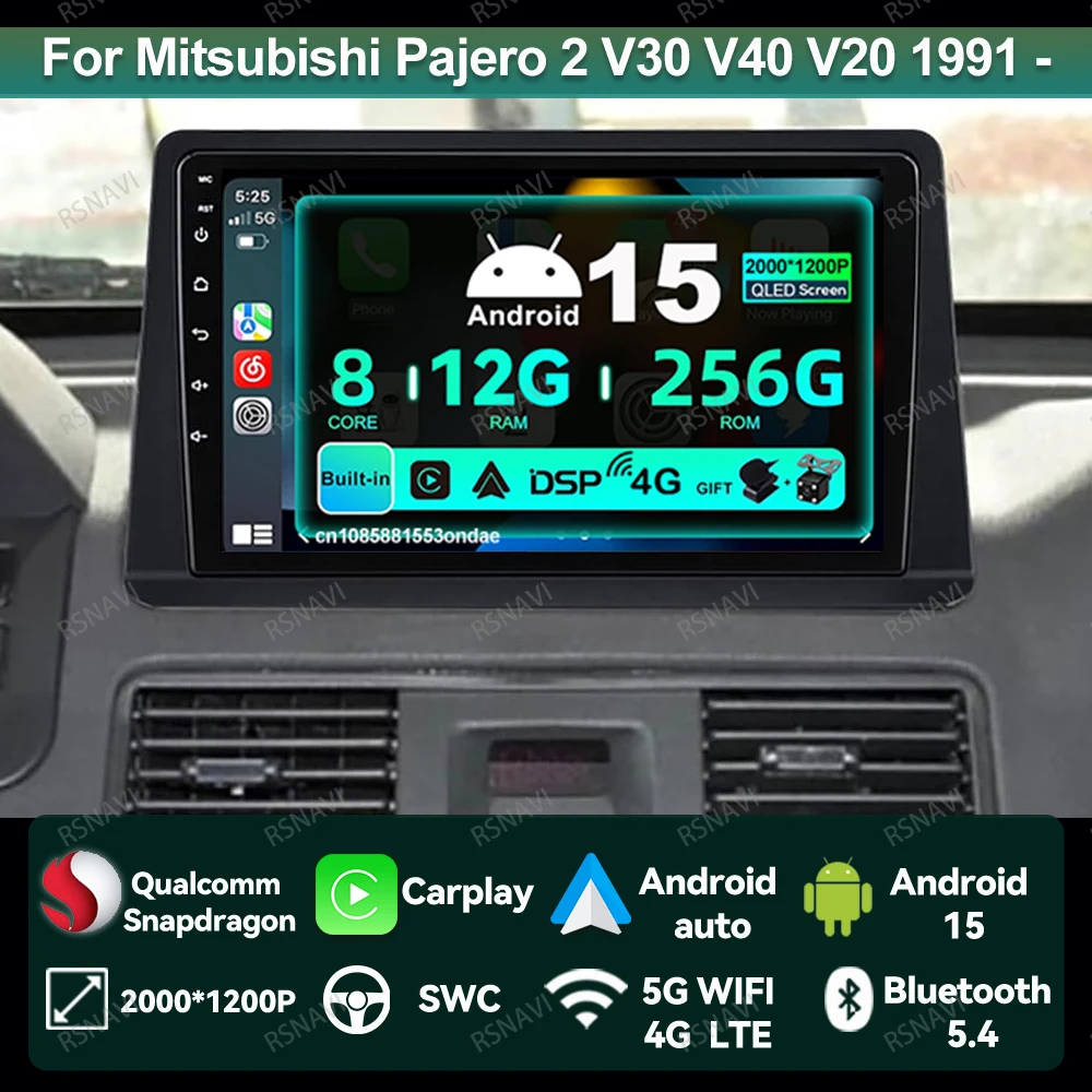 

Android 15 Car Radio For Mitsubishi Pajero 2 V30 V40 V20 1991 - 2004 AI Voice Carplay Wireless AUTO 9/10 Inch DSP Multimedia IPS