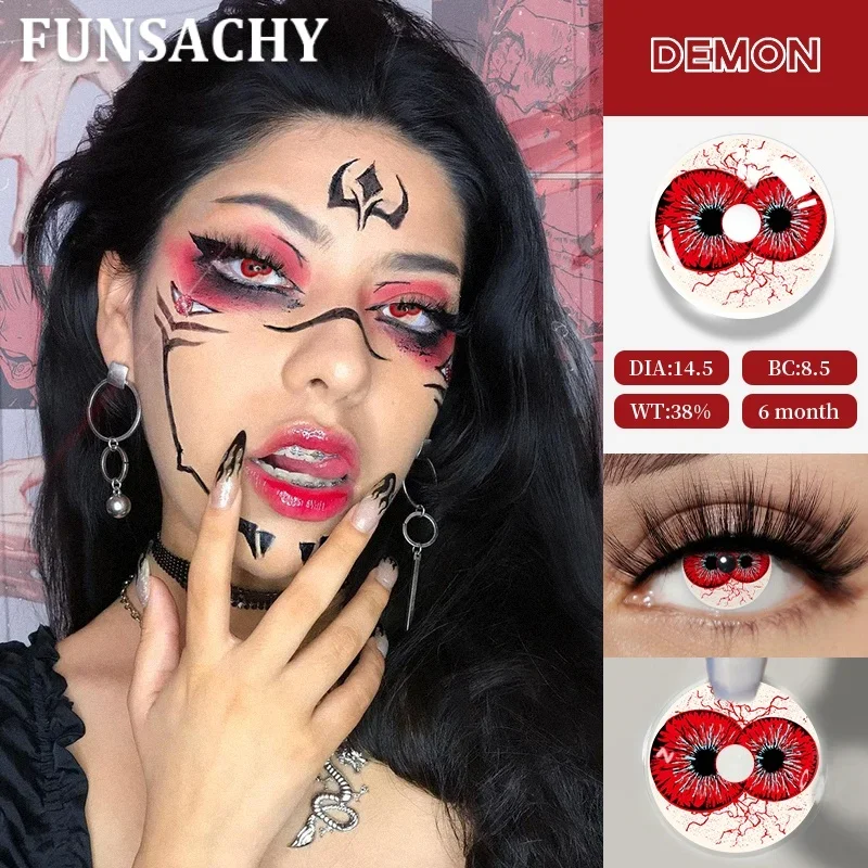 FUNSACHY 2 Stück Froya Cosplay Kontaktlinsen für Halloween, grüne und lila Linsen, Anime-Cosplay-Make-up, weiche Kontaktlinsen, rote Vampir-Augen-Kontaktlinsen. – Detail 14
