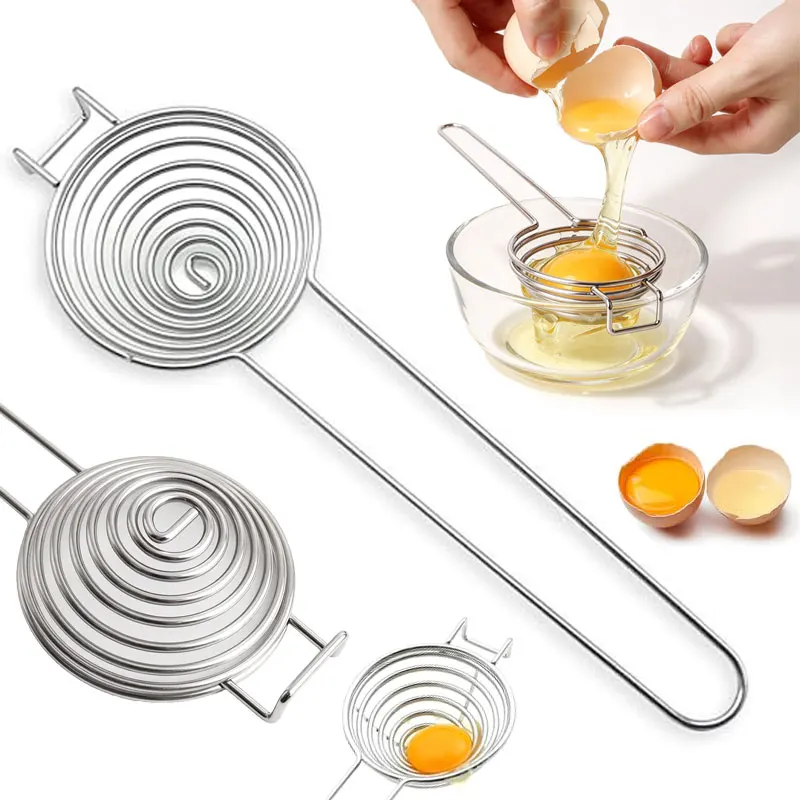 1/2/3pc Egg Separator Egg Yolk White Separator Stainless Steel Egg White Yolk Sifting Filter Egg Divider Kitchen Tool for Baking