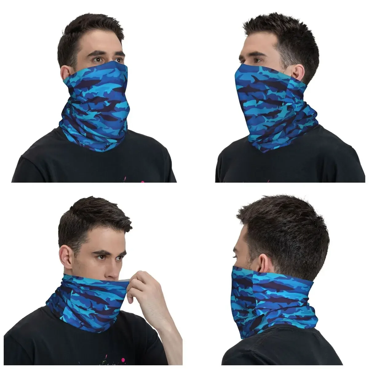 Ocean Hewan hiu Bandana leher pelindung kaki tahan angin penutup syal Wajah Wanita Pria ikat kepala tabung Balaclava