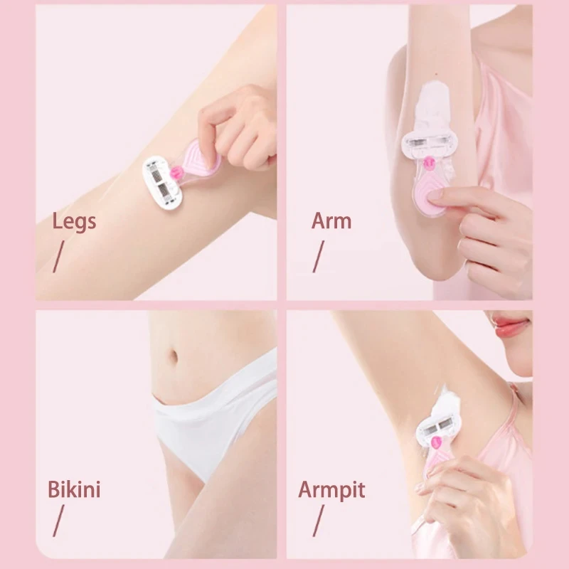 ماكينة حلاقة نسائية محمولة للسفر والوجه والساق والبيكيني وشعر الجسم مع مجموعة ماكينة حلاقة يدوية للسيدات بشفرة شبكية واقية