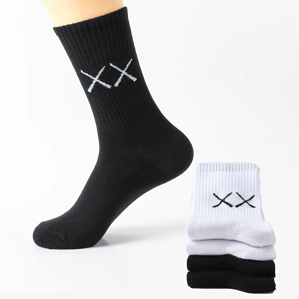 Chaussettes mi-longues respirantes pour hommes, coton anti-odeur, noir et blanc, décontracté, course à pied, sport, 5 paires