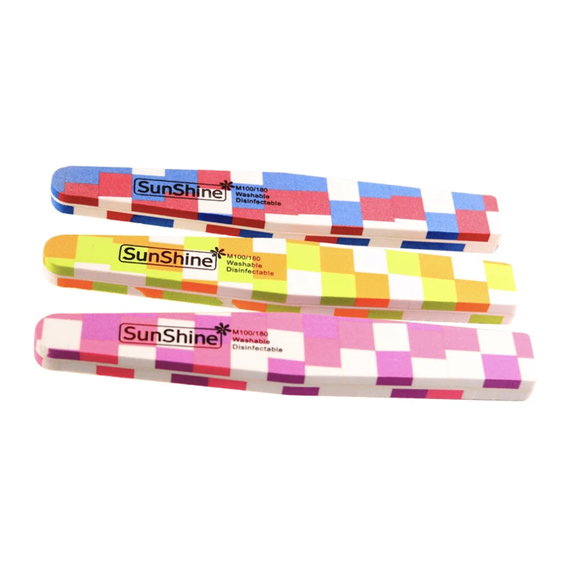 

SunShine 10Pcs High Quality Nail File Colorful 100/180 Professionals Buffer Sponge Washable Polish Sanding Buffer Manicure Tools