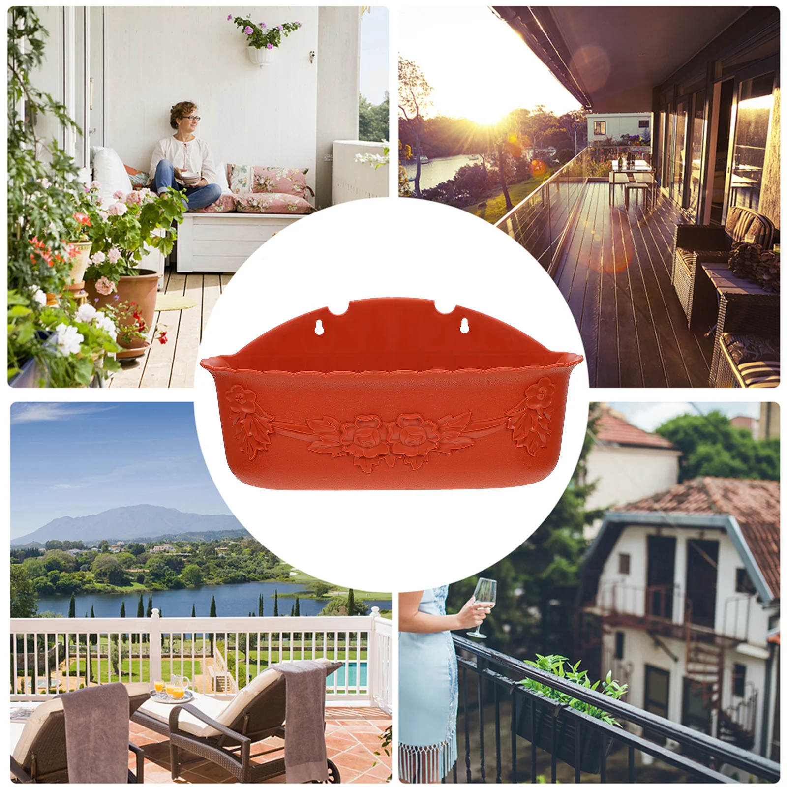 

1 set Wall-Mounted Flowerpot Plastic Hanging Planter For Balcony Garden Decor Outdoor Indoor Use Creative Flower