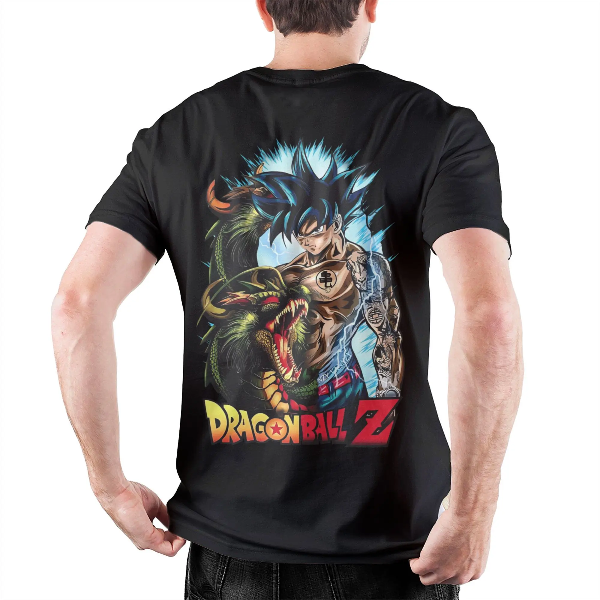 男性と女性のための半袖クルーネックTシャツ,孫悟空,ドラゴンボールZ