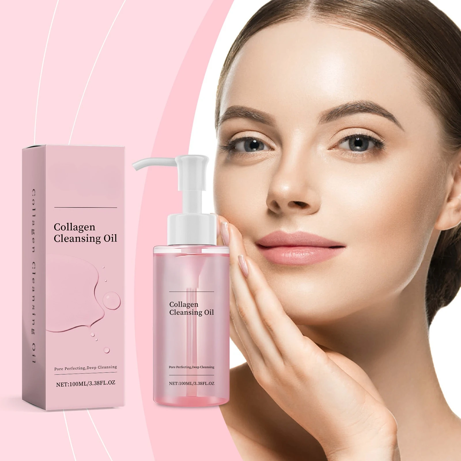 زيت إزالة المكياج بالكولاجين، تنظيف الوجه، لطيف يومي، تنظيف عميق للمسام، منعش ومهدئ، مزيل مكياج بزيت بذور الجوجوبا #1
