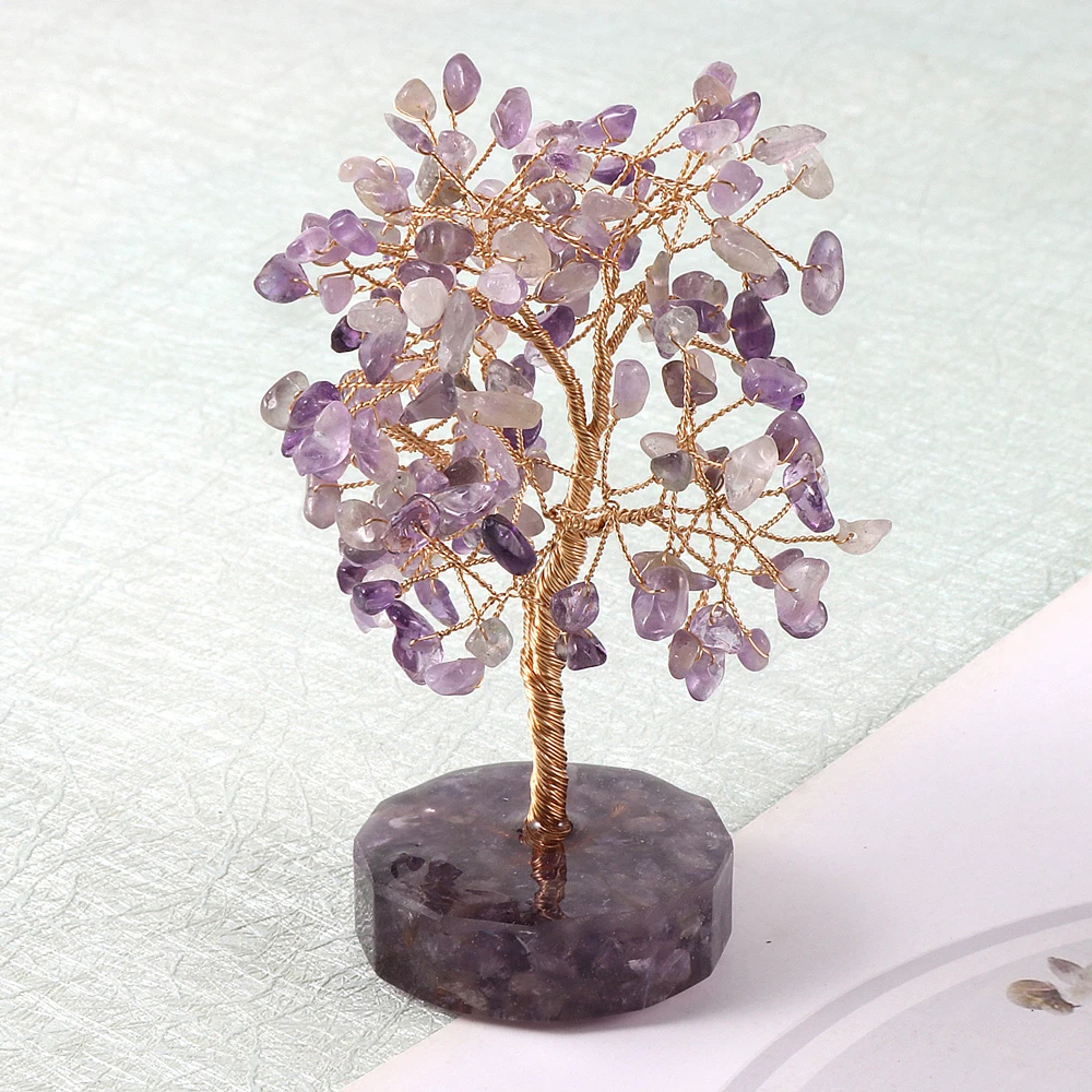 Natural Stone Crystal Tree Ornament Lucky Chip Gravel Craft Amethysts Citrine Tourmaline Tree Of Life Feng Shui Home Decoration modern fashion reliefs texture 3d wallpaper living room bedroom pure color home decoration wallpaper papel de parede beibehang