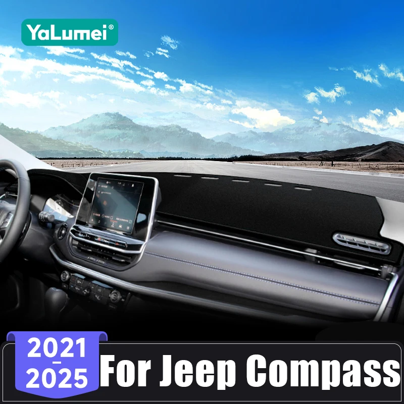 For Jeep Compass 2021 2022 2023 2024 2025 Flannel Car Dashboard Cover Instrument Panel Avoid Light Pads Sun Shade Mats Carpets