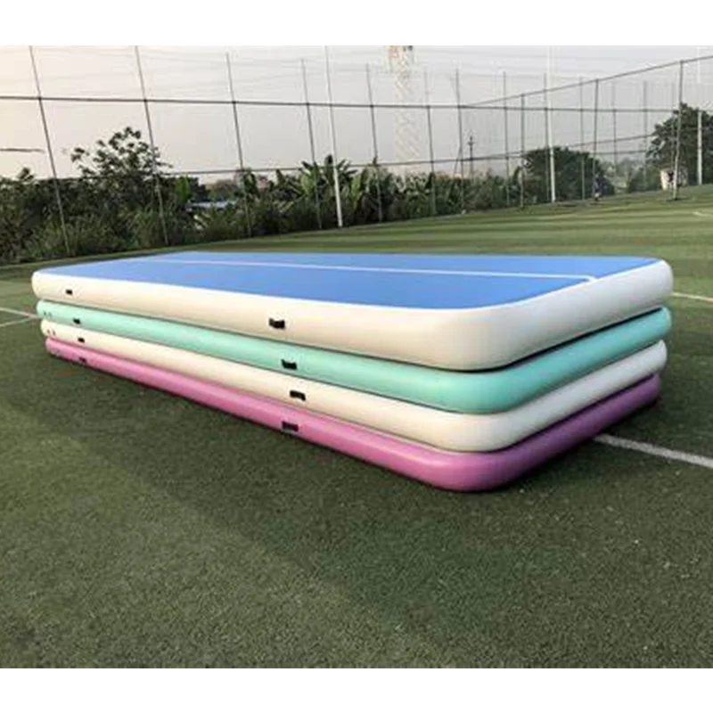 インフレータブルエアタンブルマット,家庭用体操マット,ヨガ,ミントグリーン,長さ7m,8m,9m