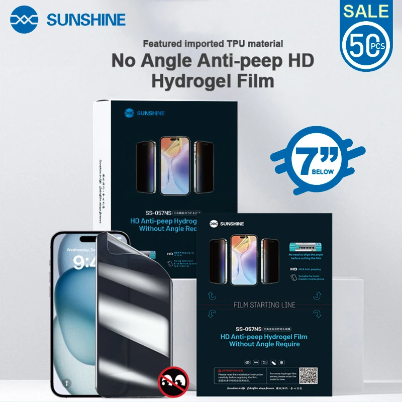 

SUNSHINE SS-057NS No Angle Anti-peep HD Hydrogel Film No Need to Adjust the Angle before Cutting the Film ,With Recharge Code