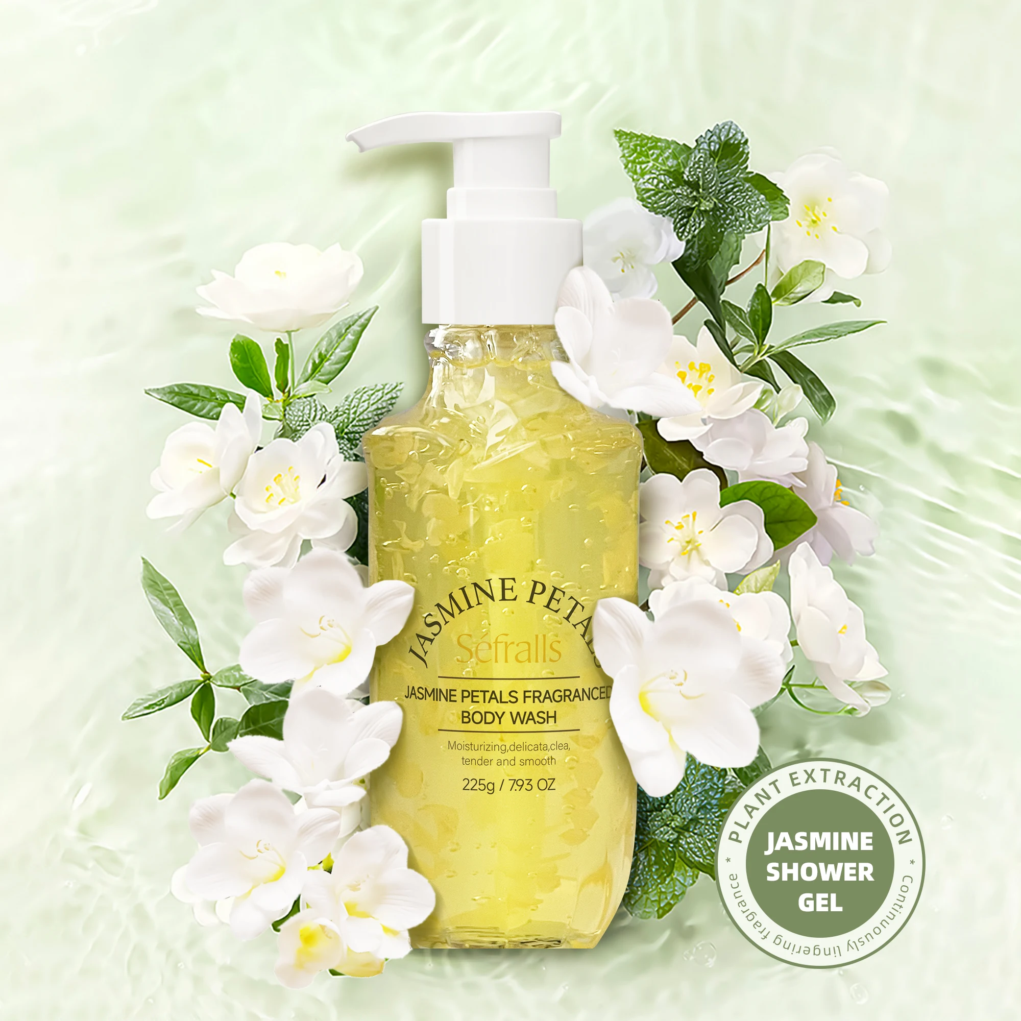 Séfralls Jasmine Petal Scented Shower Gel 225g Scented Shower Gel Body Wash Shea Butter Body Wash Hyaluronic Acid