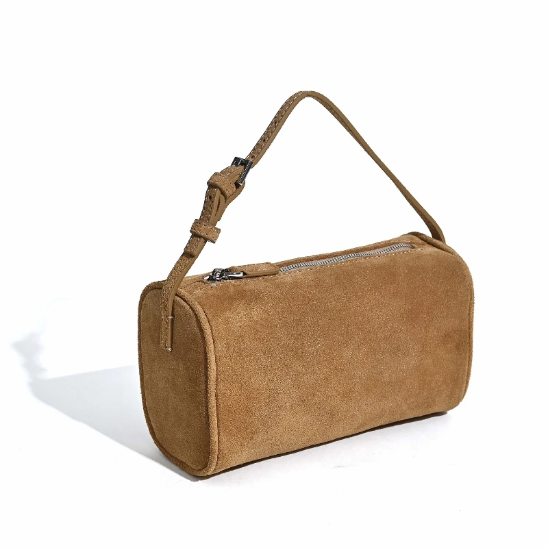 Exquisite Small Pillow Bag Matte Suede Leather Black Bags Women Crossbody Bag Round Shape Chamois Female Shoulder Bag