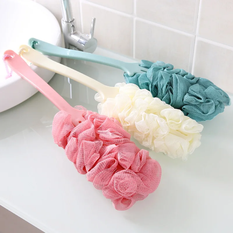 Bath Brush Long Handle Color Hanging Soft Mesh Wavy Bath Brush Scrub Back Body Bath Shower Scrubber Brush Bathroom Gadgets