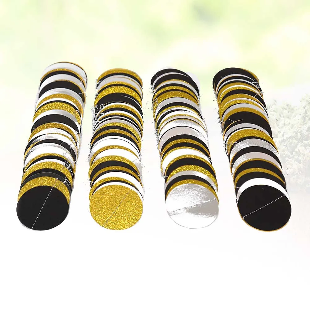 

4Set Gold Silver Black Glitter Round Paper Banner Birthday Wedding Graduation Party Decoration Garland Birthday Bunting