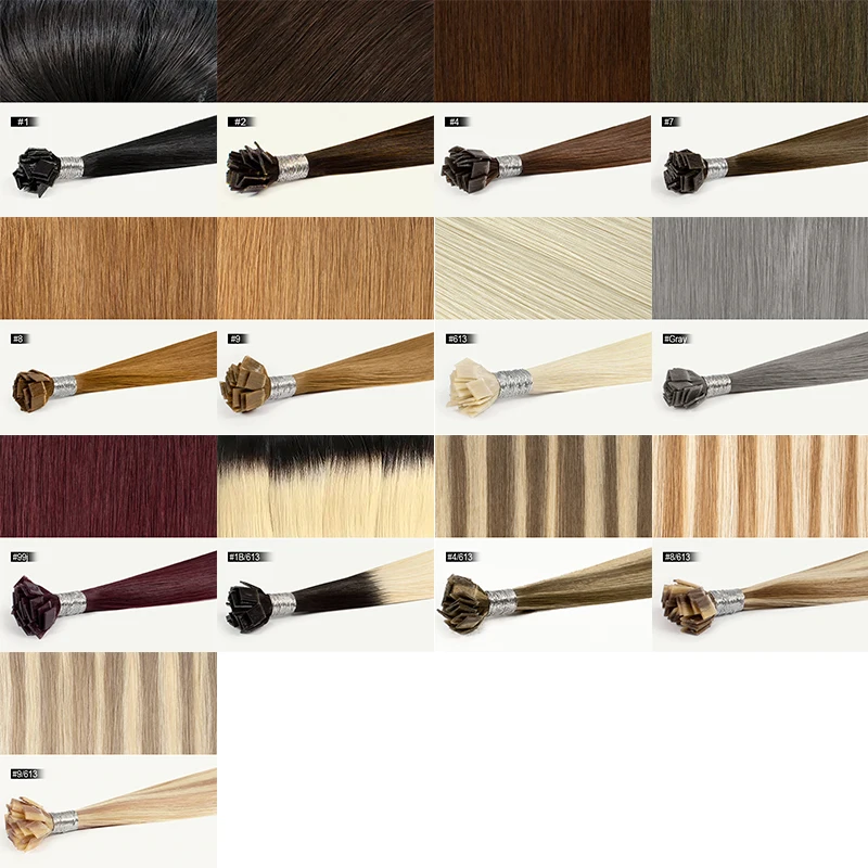 Estensione dei capelli a punta piatta Capelli umani Lisci Capelli umani al 100% 50g Remy Pre incollati Capsula di capelli Estensione dei capelli di fusione della cheratina