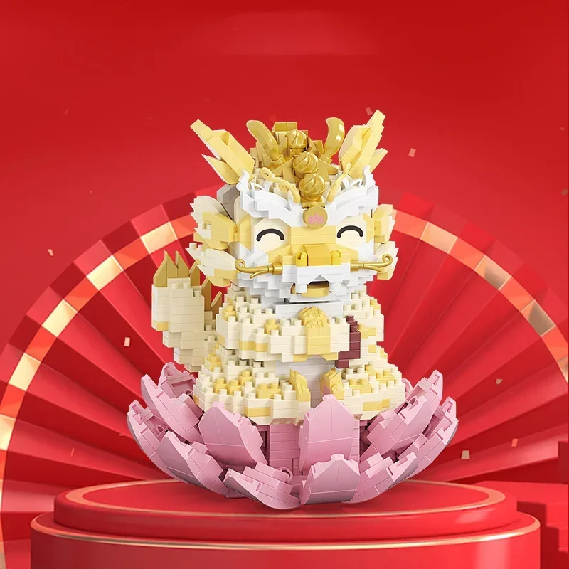 Creative Dragon Building Blocks ของเล่นสัตว์น่ารักบล็อก DIY Micro Blocks Blocs De Constructions ของเล่นสําหรับชายหญิงของเล่นเด็ก