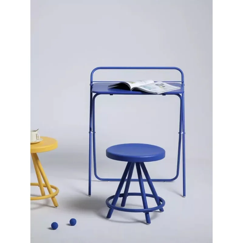 Modern minimalist home round stool net red pure iron leisure low stool orange green blue white yellow dining chair vanity chair