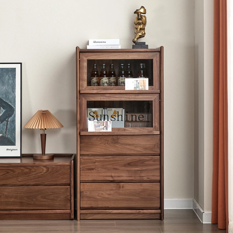

Black walnut dining side living room solid wood TV sofa stand cabinet storage kitchen