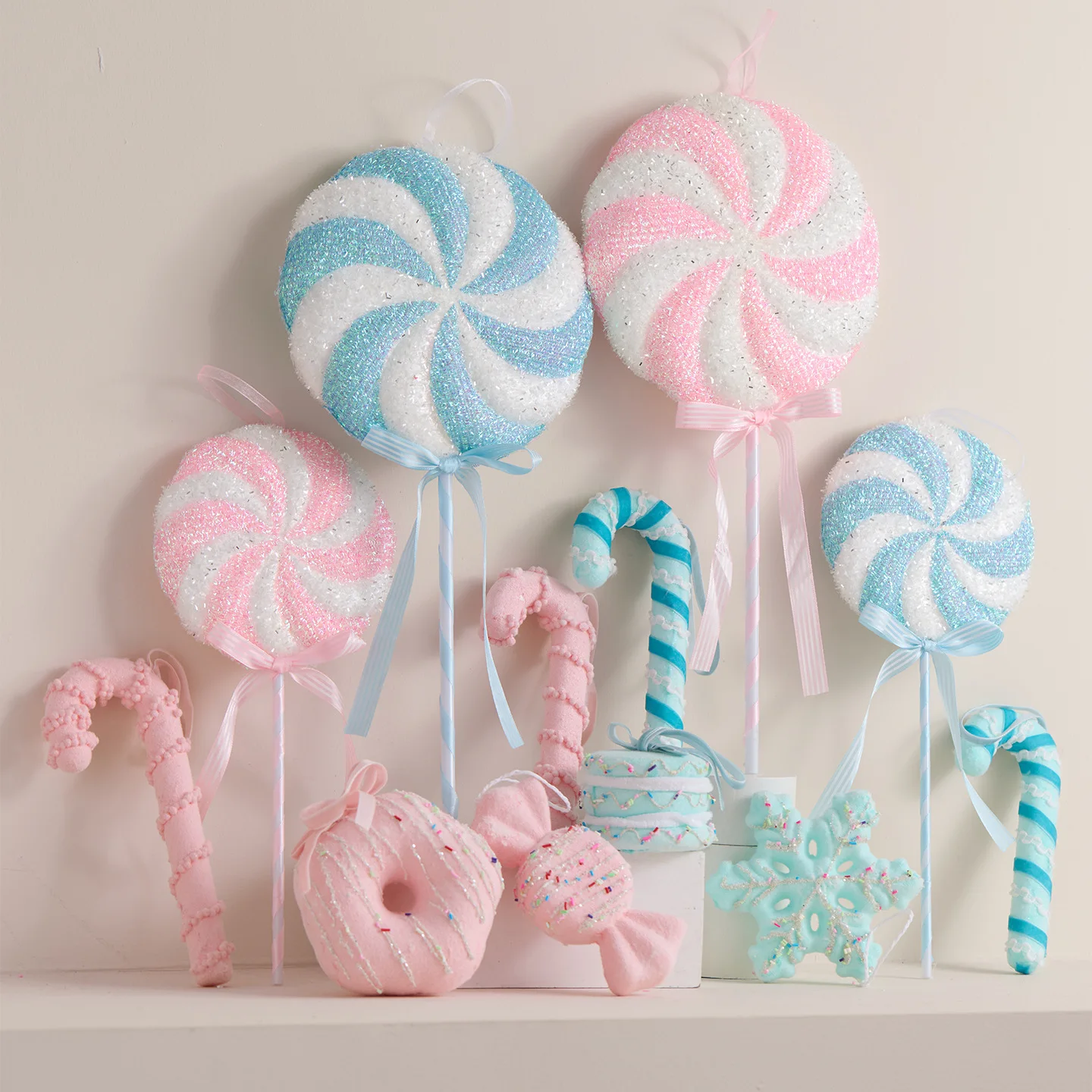 

2026 New Christmas Decorations Pendant Walking Stick Lollipop Macaroon Cake Decorations Christmas Tree Hanging Ornaments Charm