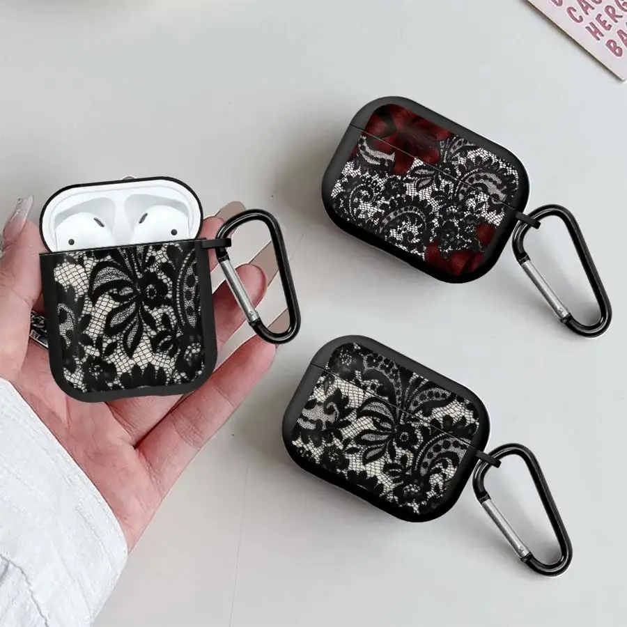 Fundas para auriculares, funda protectora para Airpods 4 Pro2 1 Pro3 2 3 Pro Lace Flowers Art