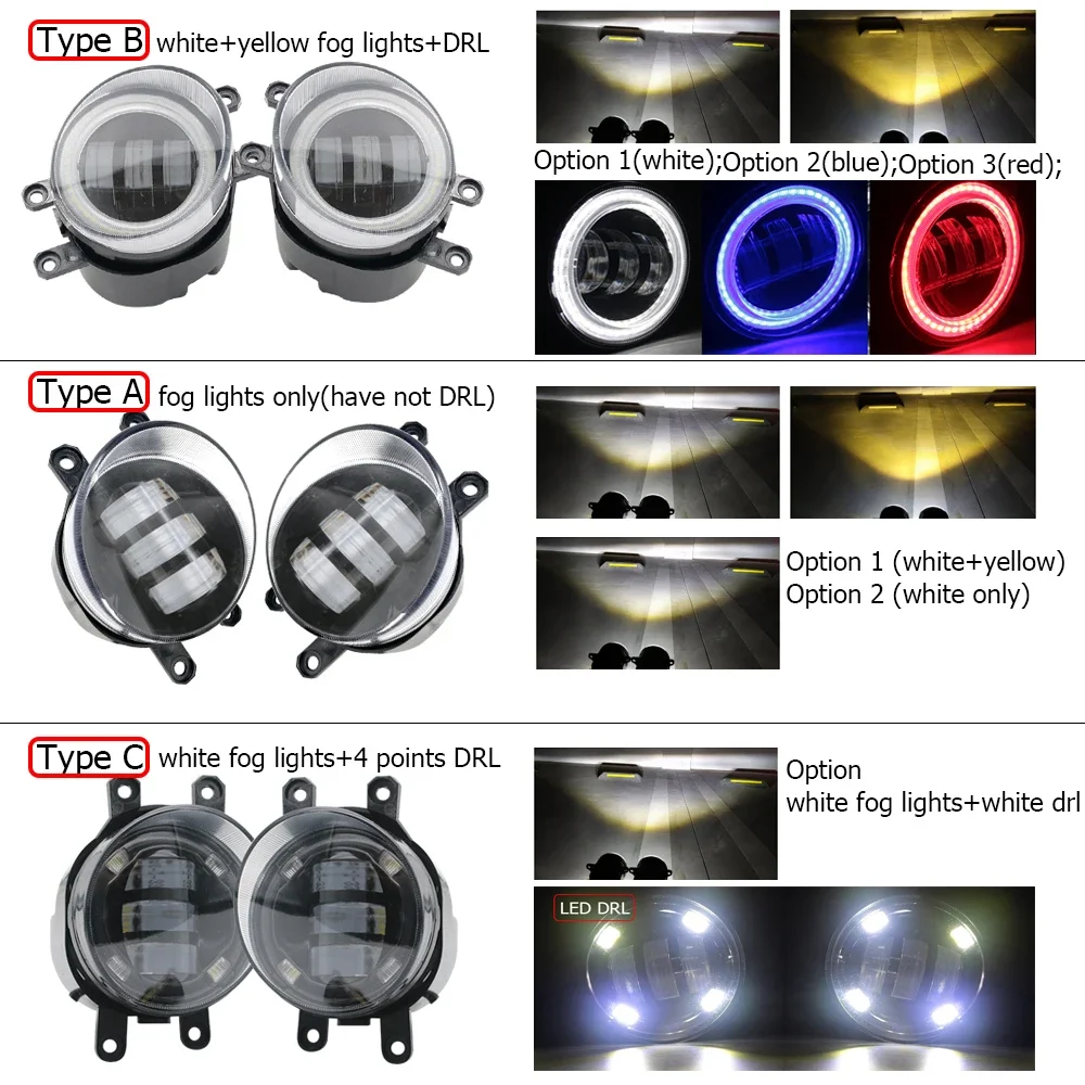 RH و LH Canbus Led مكافحة الضباب الخفيف لتويوتا نوح Esquire R80 2015-2021 مع عدسة العرض و عين الملاك DRL ملحقات المصابيح