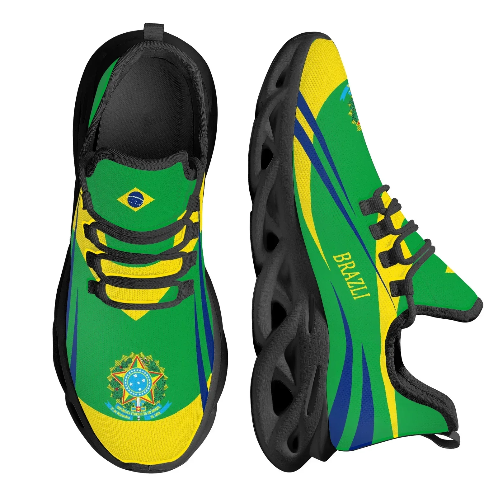 

Brazil Flag Design National Emblem Printing Lightweight Outdoor Sports Shoes Platform Blade Shoes Breathable Sneaker