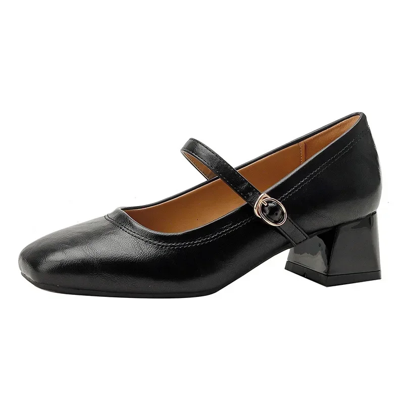 

Mary Jane Shoes for Women 5cm Retro Style Square Toe Low Heel Single Shoes Soft and Comfortable Ballet Shoes