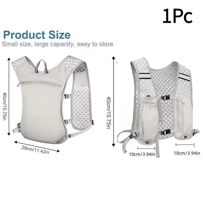 1Pc New Running Water Bottle Storage Vest Lightweight Running Vest Reflective Hydration Water Chest Pack With Phone Holder.