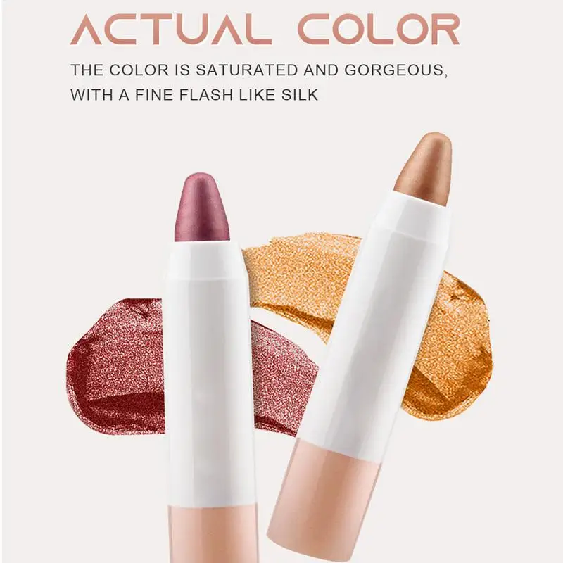 6 色グリッターアイシャドウスティック防水グリッターマットヌードアイシャドウペンハイライター & アイライナーペンシルカイコライナーペン