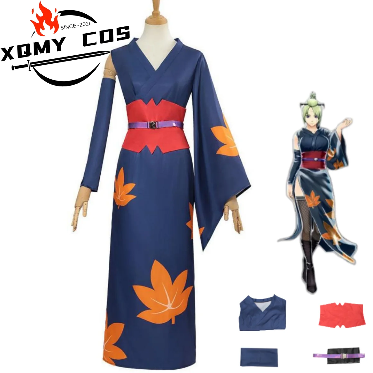 

XqAnime Gintama Tsukuyo Косплей Костюм Кимоно в японском стиле Длинное платье Халат для взрослых женщин Сексуальный карнавальный костюм на Хэллоуин