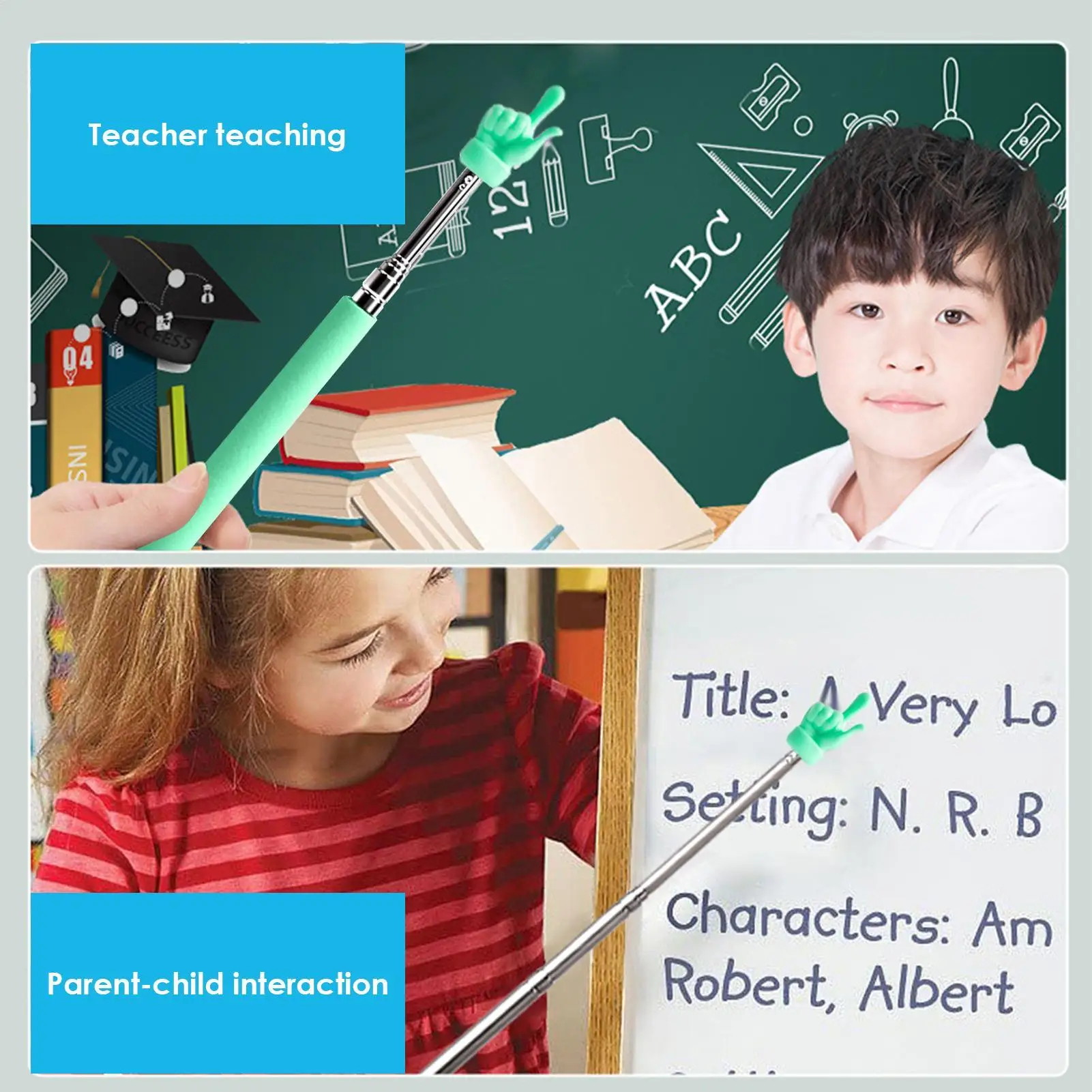 

Telescopic Teacher Pointer Stick Extendable Hand Pointer Finger Stick Presenter Whiteboard Pointer For School Office Stationery
