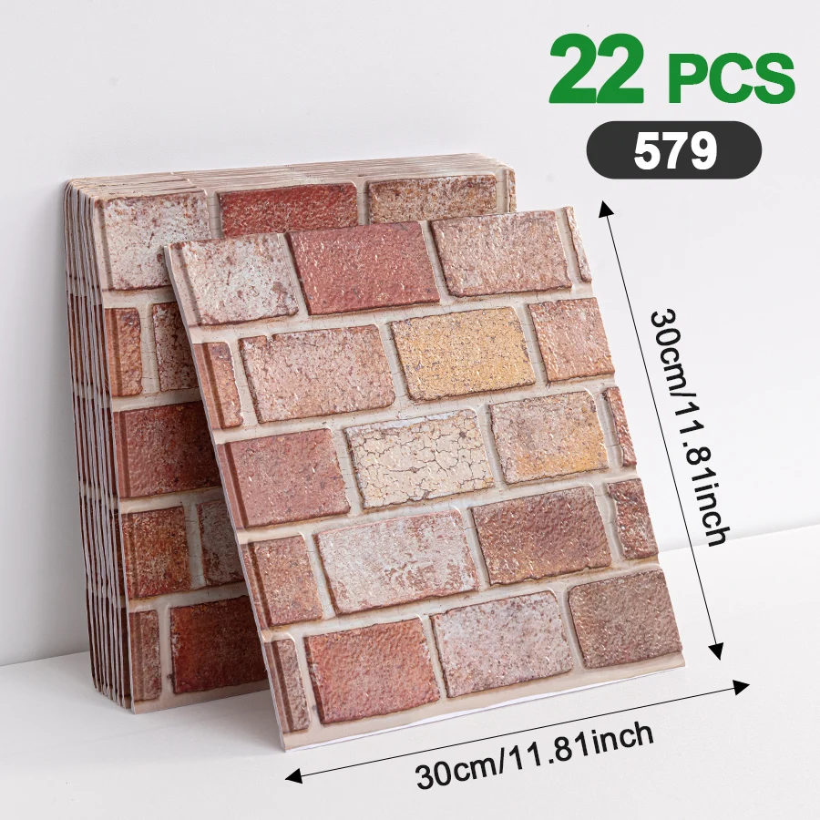 22 Peças de Papel de Parede Autoadesivo, Painéis Decorativos para Paredes 11.81X11.81 Polegadas, Papel de Parede Peel and Stick, Painéis de Parede Autoadesivos para Decoração de Quarto, Painéis de Parede 3D, Adesivos de Parede, Papel Pintado
